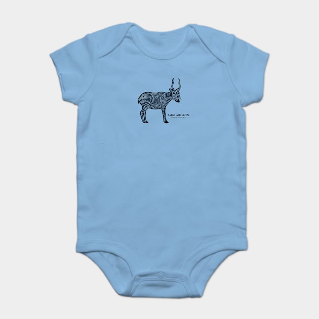 Saiga Antelope with Common and Scientific Name - animal design Baby Bodysuit by Green Paladin